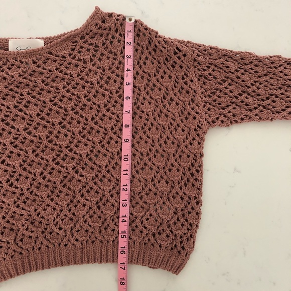 Jessica Simpson Boho Crochet Knit Sweater, Blush/Nutmeg, Woman’s X-Small - Picture 9 of 12